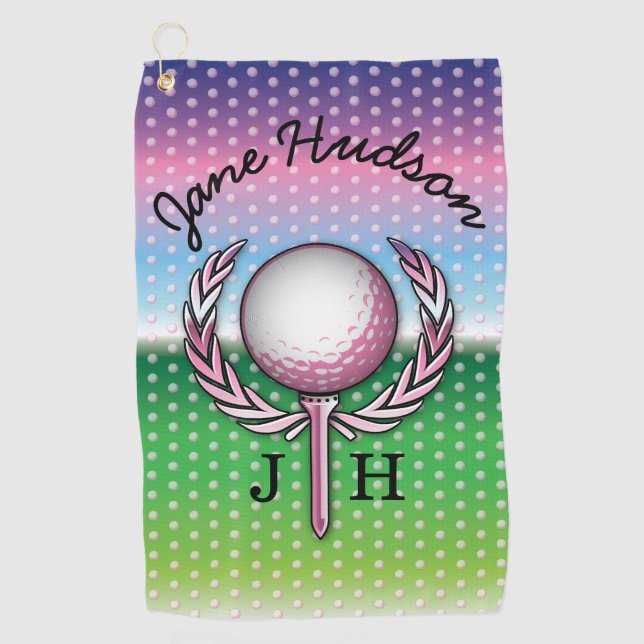 Elegant Ladies Monogram Golf Design Towel (Front)