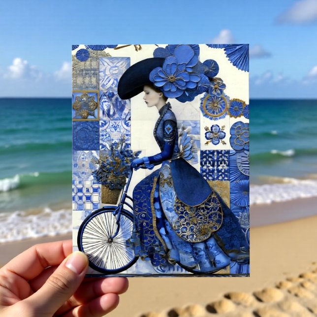 Elegant Lady Bicycle Delft Postcard (Creator Uploaded)