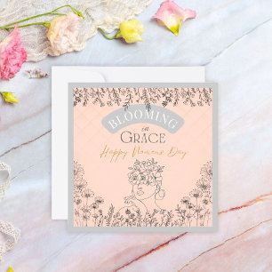 Elegant Lady Blooming in Grace Hair of Roses Pink Card