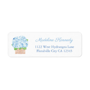Elegant Lady Blue Hydrangea Basket Return Address Return Address Label
