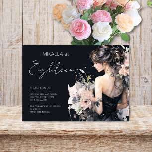 Elegant Lady Debutante Floral 18th Birthday Party Invitation