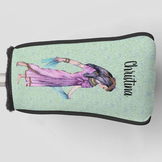 Elegant Lady from Egypt Purple Dress Green Golf Head Cover (Front)