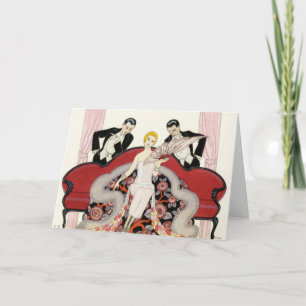 Elegant Lady in Paris Art Deco Card