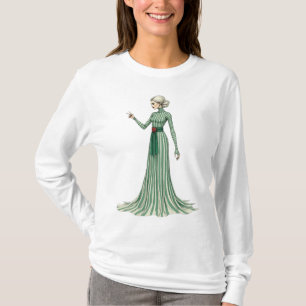 Elegant Lady in Striped Green Gown
