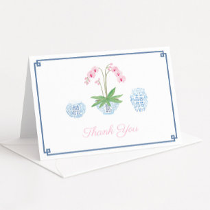 Elegant Lady Pink Orchid Ginger Jars Birthday Than Thank You Card