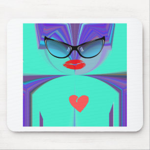 Elegant Lady Portrait: A Colourful Artwork Mouse Pad