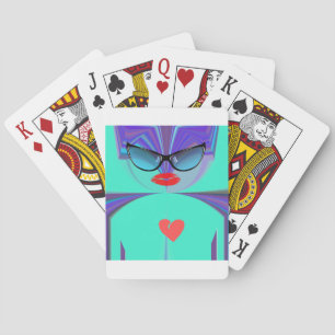 Elegant Lady Portrait: A Colourful Artwork Playing Cards
