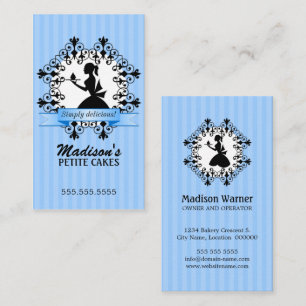 Elegant Lady Silhouette Cupcake Blue Business Card