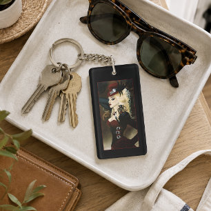 Elegant Lady Steampunk Victorian Red Clockwork Key Ring