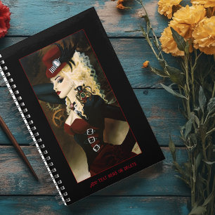 Elegant Lady Steampunk Victorian Red Clockwork Planner