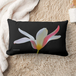 Elegant Lady Tulip White Pink Flowers Lumbar Cushion
