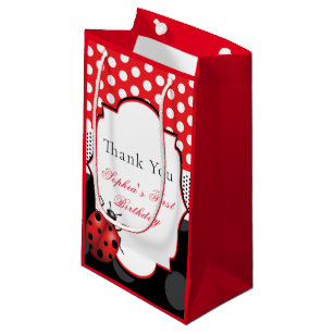 Elegant Ladybug Personalised Thank You Small Gift Bag