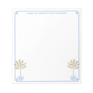 Elegant Lady's Chinoiserie Orange Tree Desk Notepad