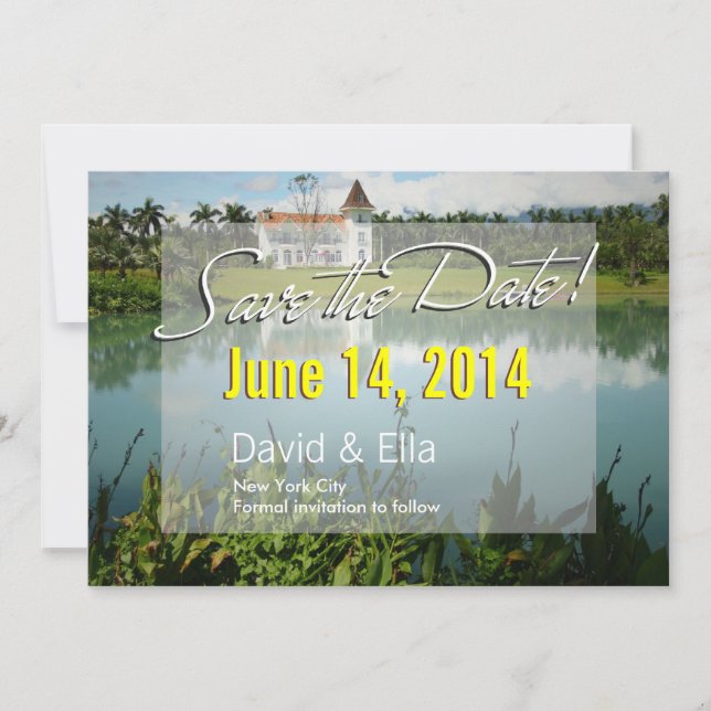 Elegant Lake House Save the Date Announcement (Front)