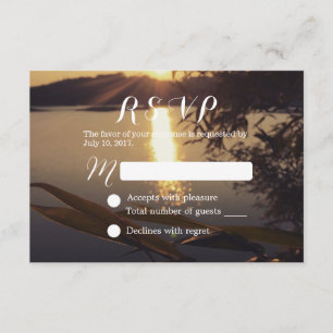 Elegant Lake Sunset Wedding RSVP Card