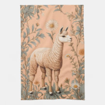 Elegant Lama and Daisy Flowers On Peach