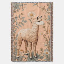 Elegant Lama and Daisy Flowers On Peach