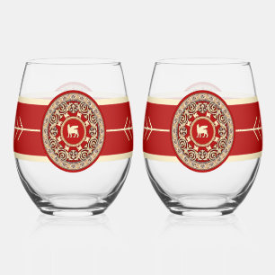 Elegant Lamassu Drinkware Set Stemless Wine Glass