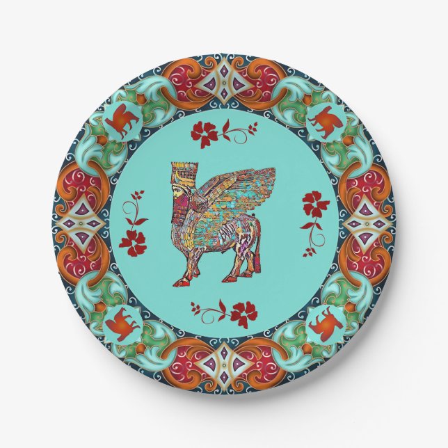 Elegant Lamassu Paper Plate (Front)