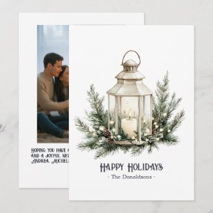 Elegant Lantern Candle Christmas Photo Holiday Card