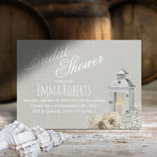 Elegant Lantern & Ivoy Rose Floral Bridal Shower Invitation