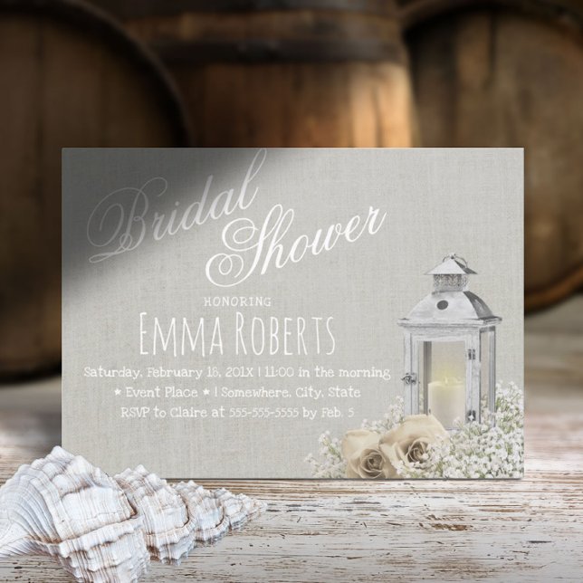 Elegant Lantern & Ivoy Rose Floral Bridal Shower Invitation (Creator Uploaded)
