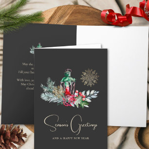 Elegant Lantern Minimalist Poem Merry Christmas Holiday Card