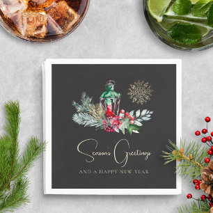 Elegant Lantern Modern Minimalist Christmas Party Napkin