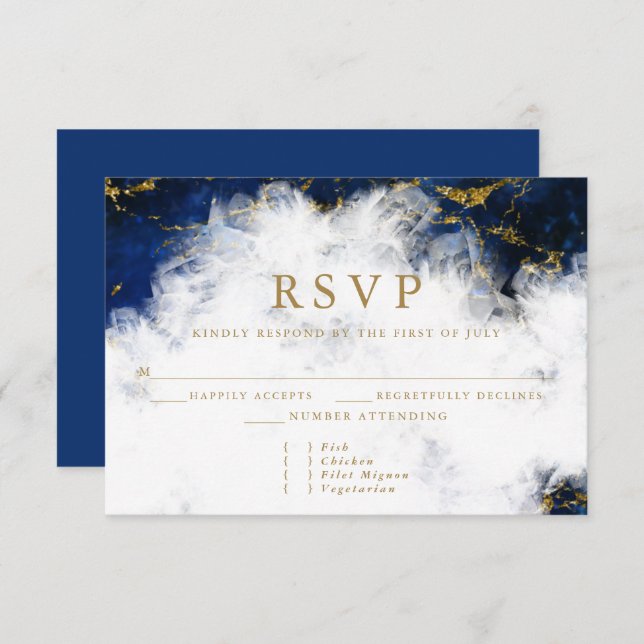 Elegant Lapis Lazuli Crystal Geode RSVP Card (Front/Back)