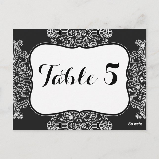Elegant Large Black Medallion Pattern Table Number Postcard (Back)
