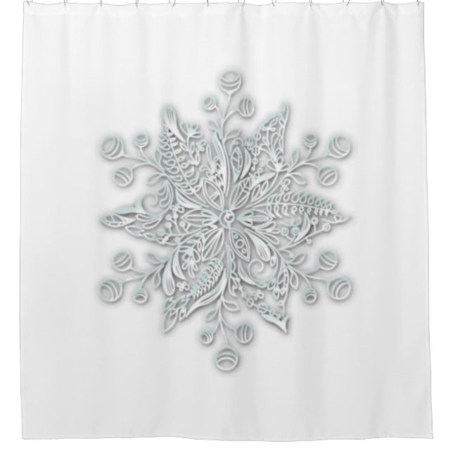 Elegant Large Snowflake Winter Shower Curtain (Front)
