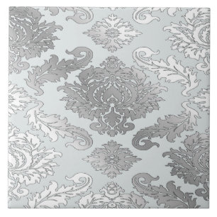 Elegant Large Teal Blue Damask Tile