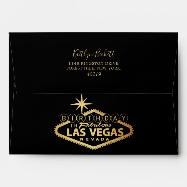 Elegant Las Vegas Birthday Envelope (Back (Top Flap))