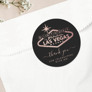 Elegant Las Vegas Birthday Party Thank You Classic Round Sticker