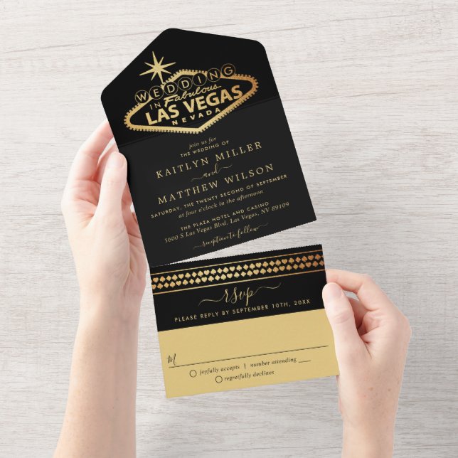 Elegant Las Vegas Destination Wedding All In One Invitation (Tearaway)