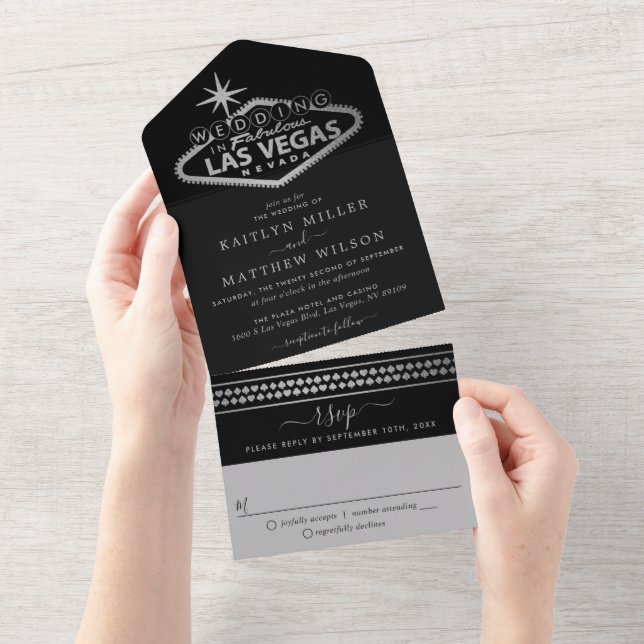 Elegant Las Vegas Destination Wedding All In One Invitation (Tearaway)