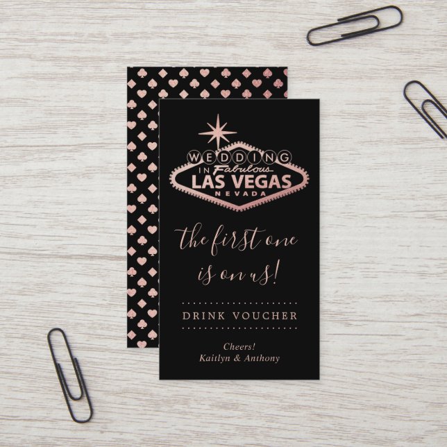 Elegant Las Vegas Destination Wedding Drink Ticket (Front/Back In Situ)