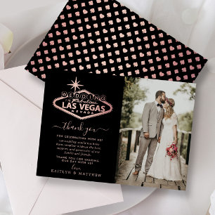 Elegant Las Vegas Destination Wedding Photo Thank You Card