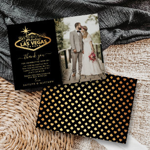 Elegant Las Vegas Destination Wedding Photo Thank You Card