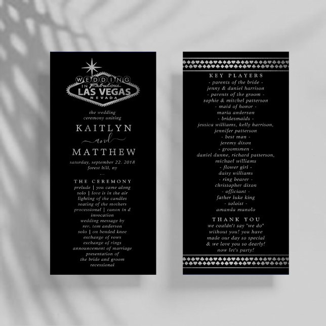 Elegant Las Vegas Destination Wedding Program Rack Card (Creator Uploaded)