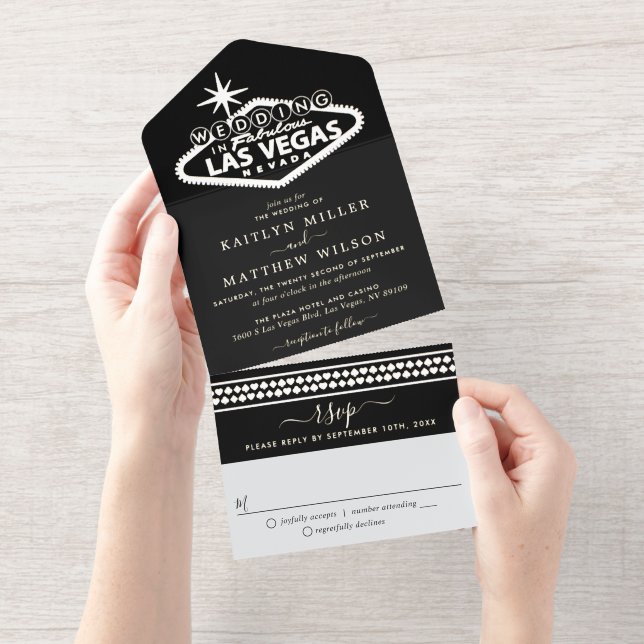 Elegant Las Vegas Destination Wedding Real Foil All In One Invitation (Tearaway)