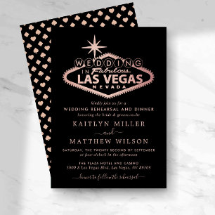 Elegant Las Vegas Destination Wedding Rehearsal Invitation