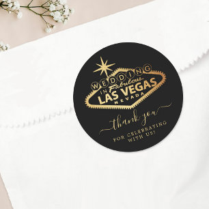 Elegant Las Vegas Destination Wedding Thank You Classic Round Sticker