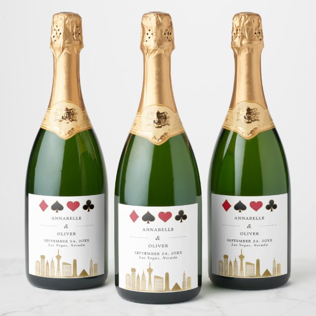 Elegant Las Vegas Photo Destination Wedding   Sparkling Wine Label (Bottles)