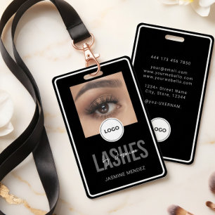Elegant LASH Technician Black White Photo Lanyard  ID Badge