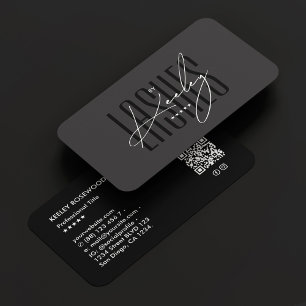Elegant Lash Technician Signature Black  Business Card