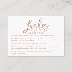 Elegant lashes aftercare rose gold simple white business card