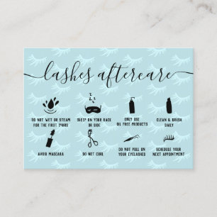 Elegant lashes aftercare teal blue illustrations business card