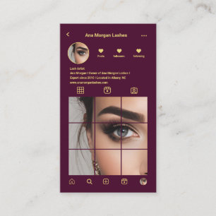 Elegant Lashes Instagram Photo Grid Qr Code  Business Card