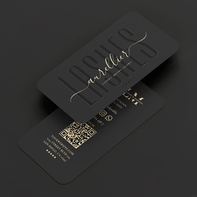 Elegant Lashes Makeup Artist Black Beauty  Business Card (Elegant Lashes Makeup Artist Monogram Black Gold Business Card
)